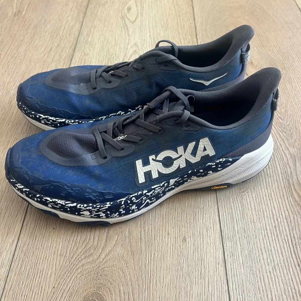 Hoka Speedgoat 5 Trail Running Shoes Blue White Speckled  Mens Size 12